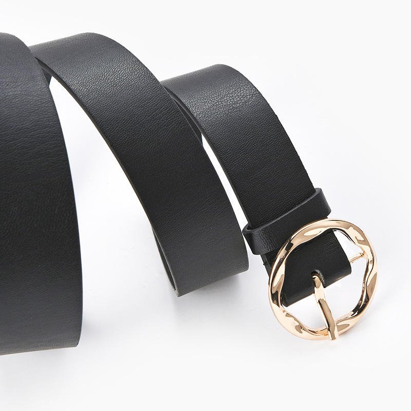 New Design Wholesale Soft Chains Belts For Lady Dress Alloy Round Belt Buckle Leather Leopard Print Belt For Women Jeans