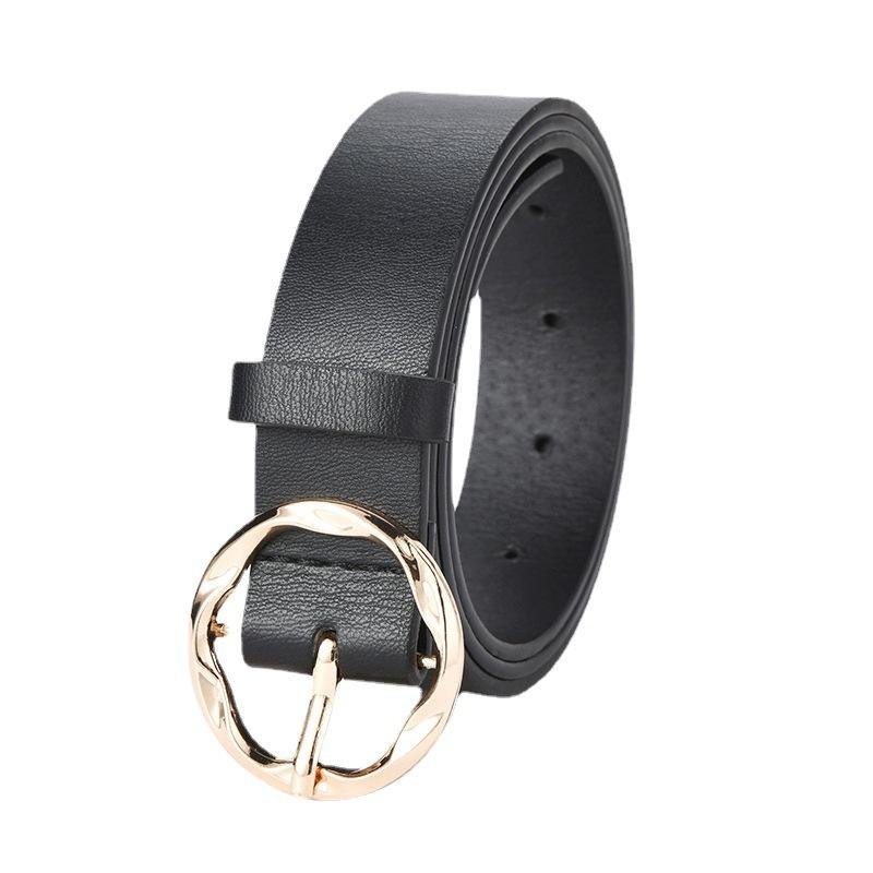 New Design Wholesale Soft Chains Belts For Lady Dress Alloy Round Belt Buckle Leather Leopard Print Belt For Women Jeans