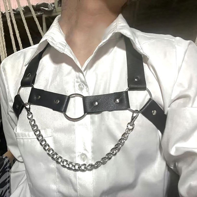 Sexy Chest Chain for Men Punk Style Shirt Belt Shoulder Strap Uniform Accessories Body Jewelry