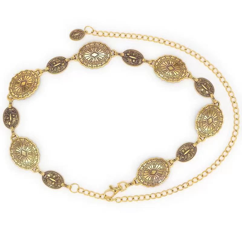 Fashion Decorative Bohemian Custom Designer Metal Women Waist Belt Gold Chain Belt