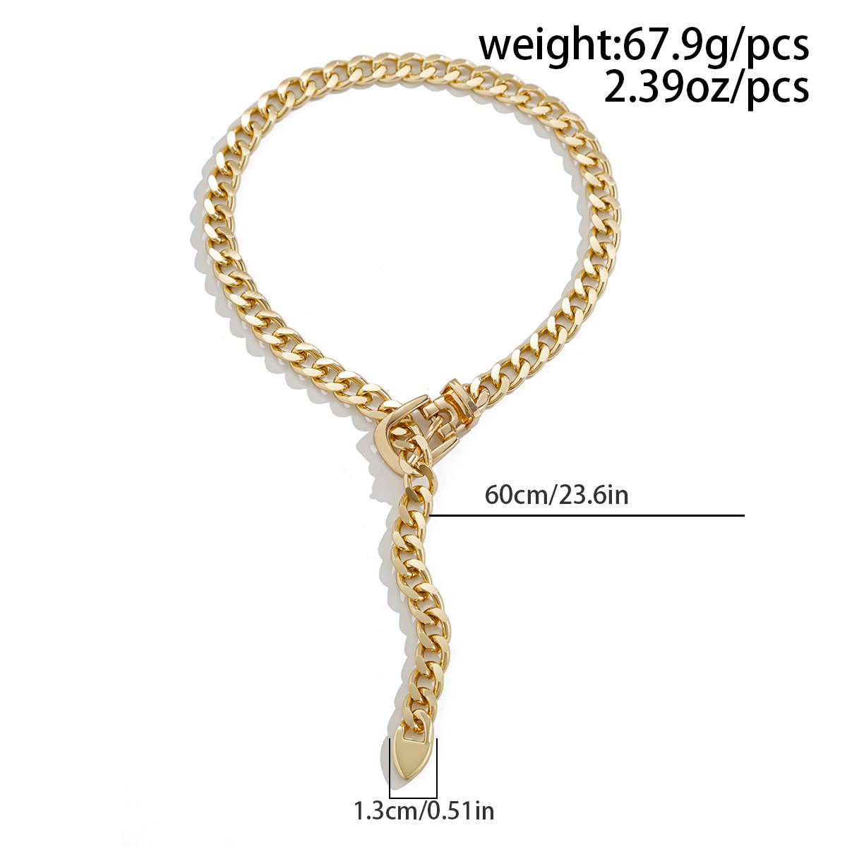 Fashion Belt Buckle Design Big Chain Necklace Women Statement Jewelry Neck Accessories Long