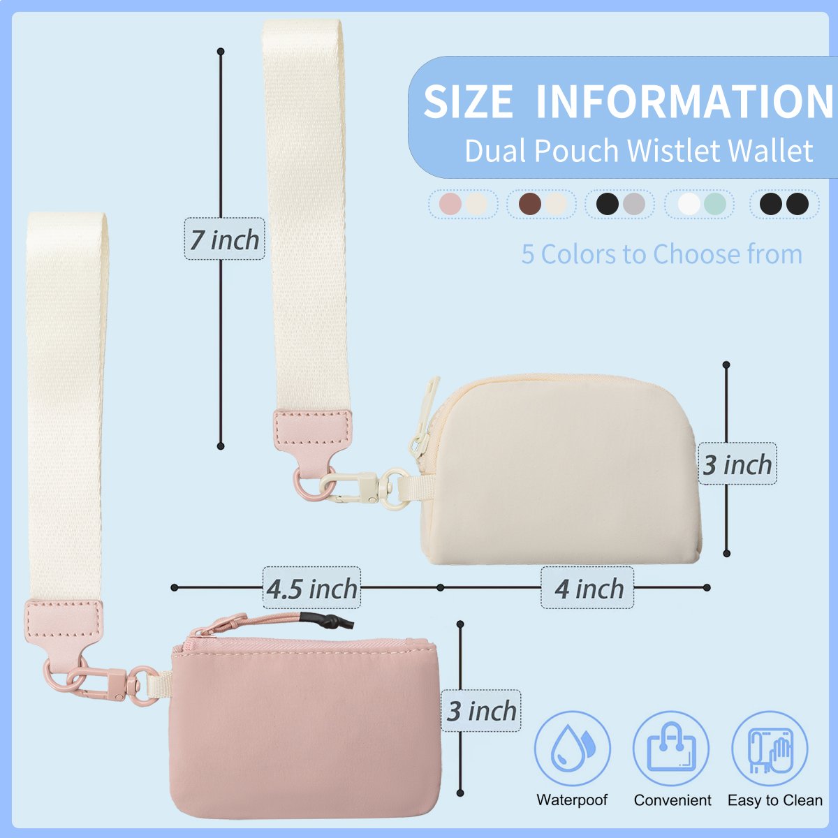 Portable Coin bags Small Change dual pouch wristlet Coin Pouch Small lulu bags Keychain Wallet for Women