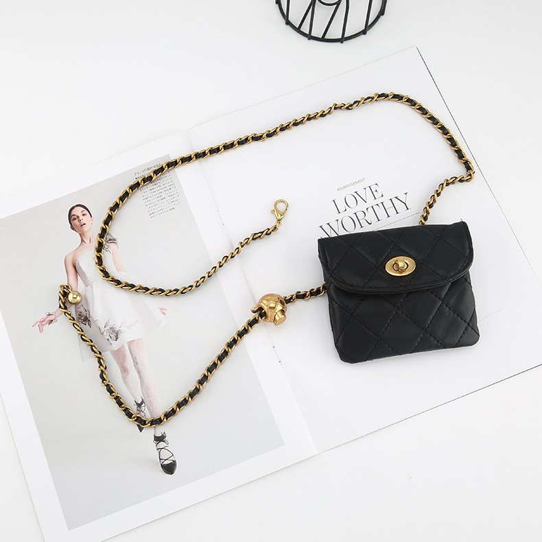 2023 New fashion small golden ball waist chain bag female crossbody bag chain belt women waist chain belts