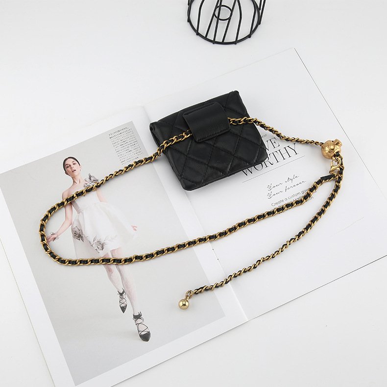 2023 New fashion small golden ball waist chain bag female crossbody bag chain belt women waist chain belts