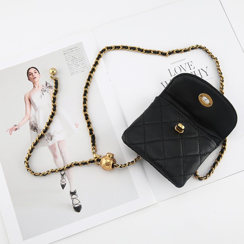 2023 New fashion small golden ball waist chain bag female crossbody bag chain belt women waist chain belts