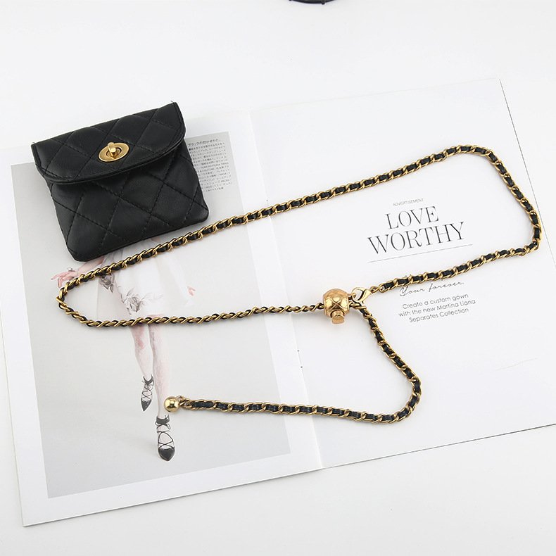 2023 New fashion small golden ball waist chain bag female crossbody bag chain belt women waist chain belts