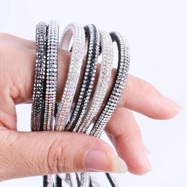 40cm 3D semicircular rhinestone strip ss6 crystal diamond band 6mm tubular hot melt glue bracelet chain DIY decoration