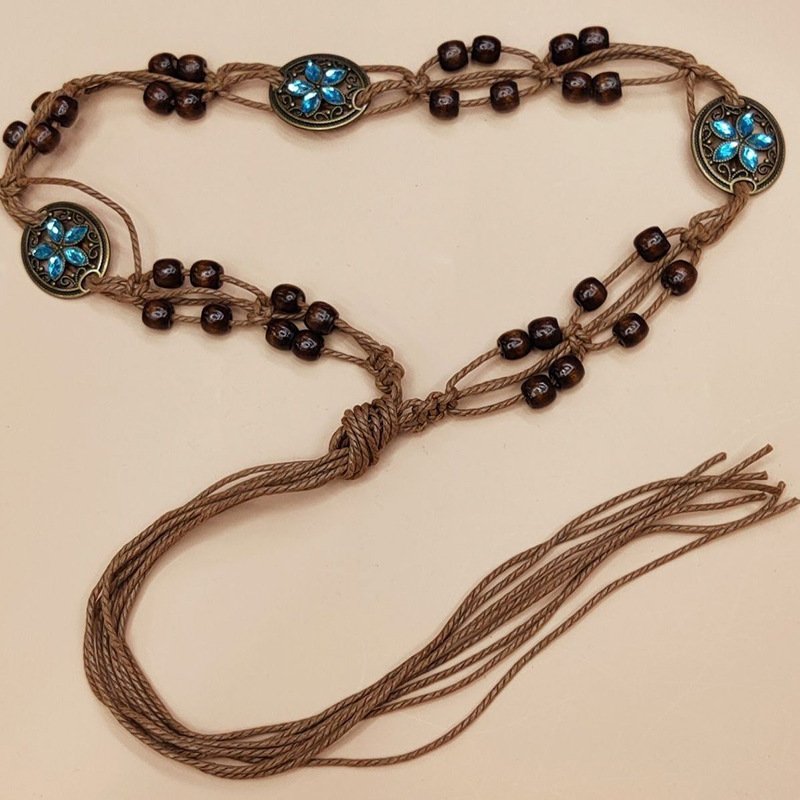 Women's Belt Vintage Ethnic Style Handwoven Belt Women's Dress Decorative Waist Chain Versatile Bohemian