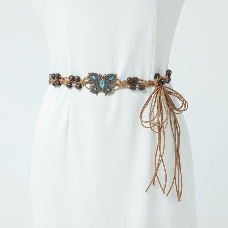 Women's Belt Vintage Ethnic Style Handwoven Belt Women's Dress Decorative Waist Chain Versatile Bohemian