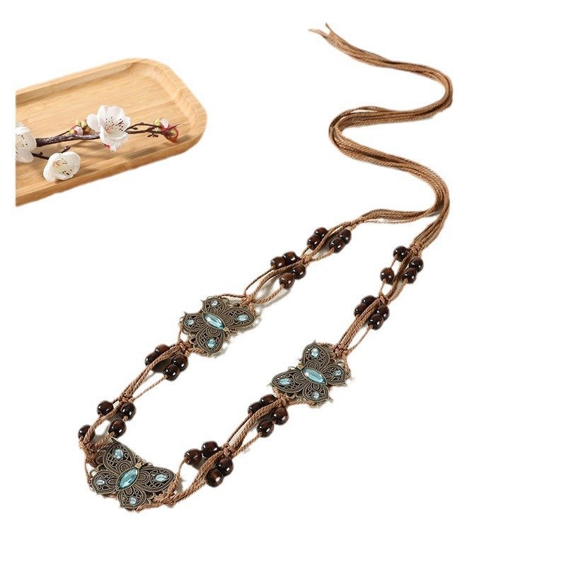 Women's Belt Vintage Ethnic Style Handwoven Belt Women's Dress Decorative Waist Chain Versatile Bohemian