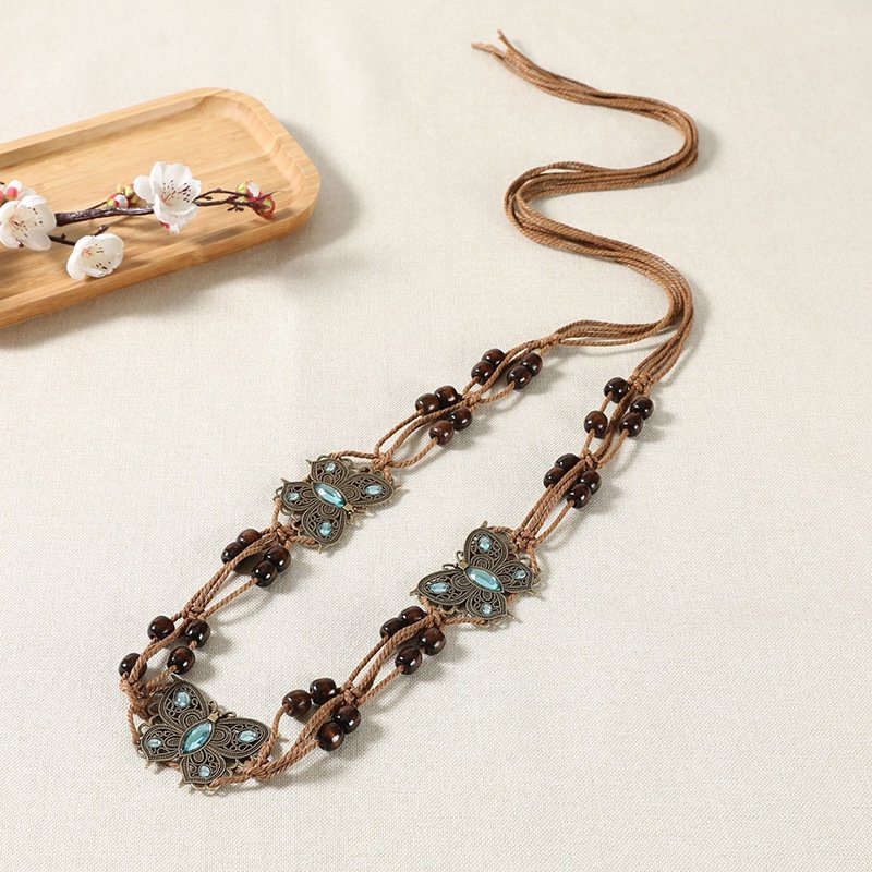 Women's Belt Vintage Ethnic Style Handwoven Belt Women's Dress Decorative Waist Chain Versatile Bohemian