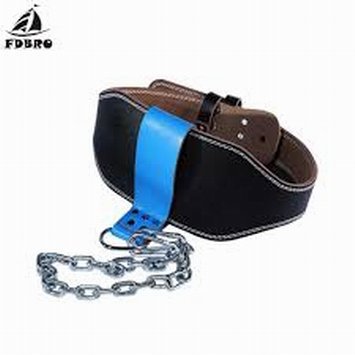 Latest Weight Lifting Leather Dip Belt With Chain Gym Training Pull Up Belt