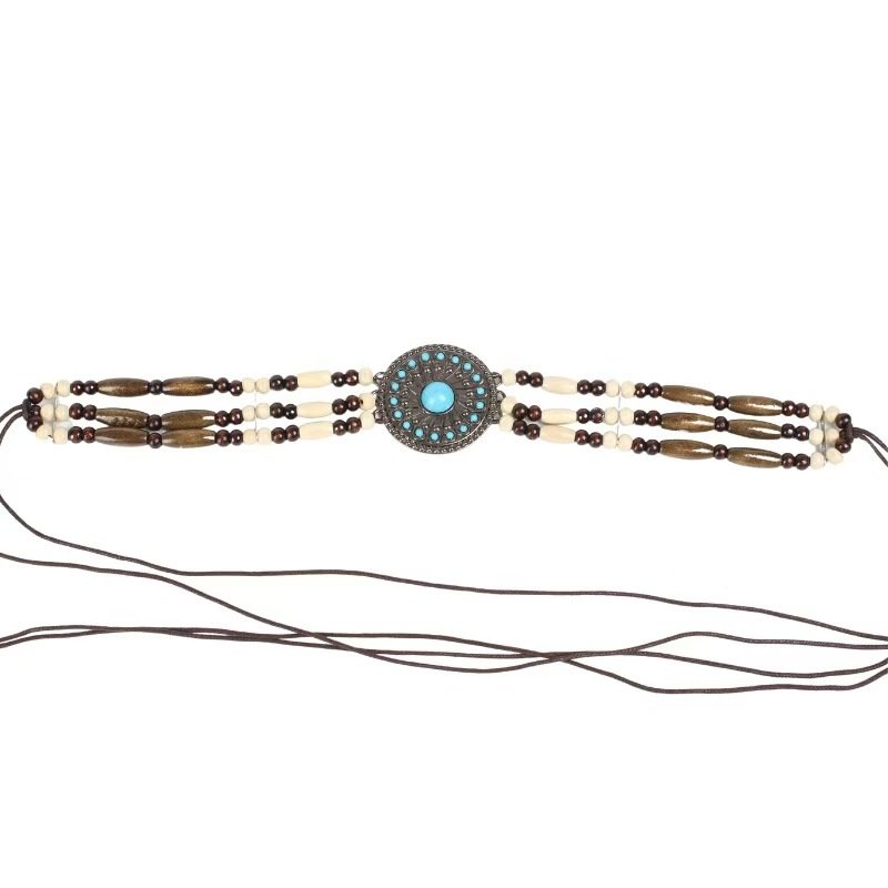 Classic wood bead hat band grassland wind jewelry accessories girdle DIY headdress waist chain ethnic clothing jewelry wholesale