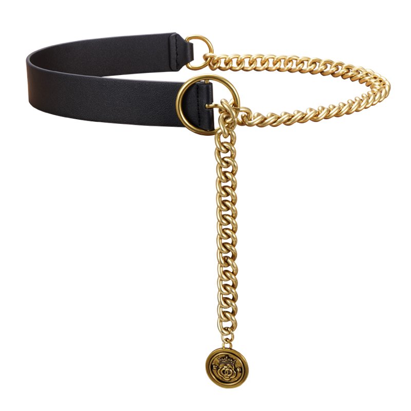Fashion Women All-match Accessories PU Leather Metal Chain Patchwork Slim Belt for Female Shaper