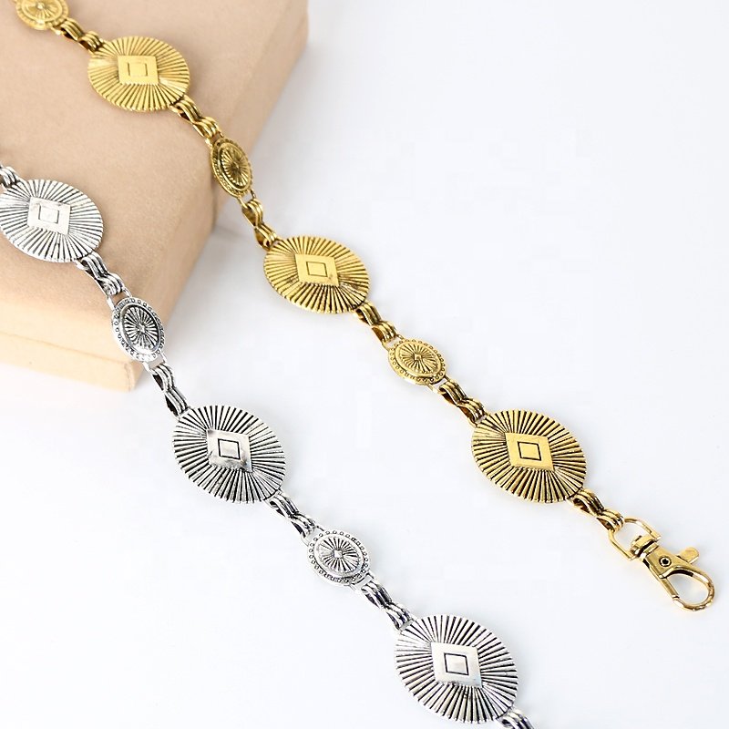Vintage Oval Alloy Metal Waist Chain Women's Skirt Dresses Premium Feeling Accessories Belt
