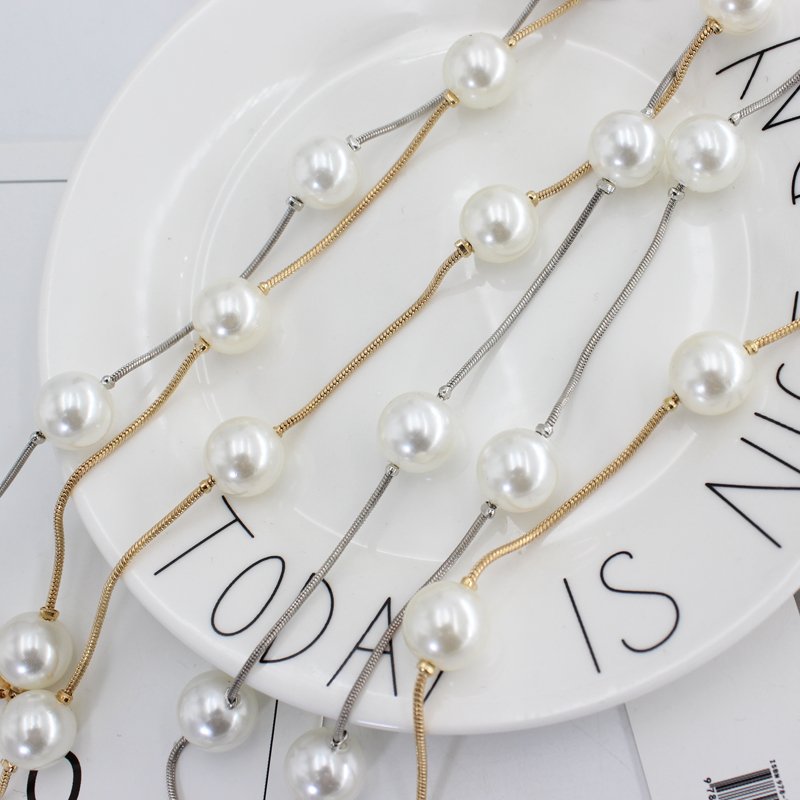 Fast Shipping Pearl Metal Waist Chain for women dresses woman belt suits big waist size