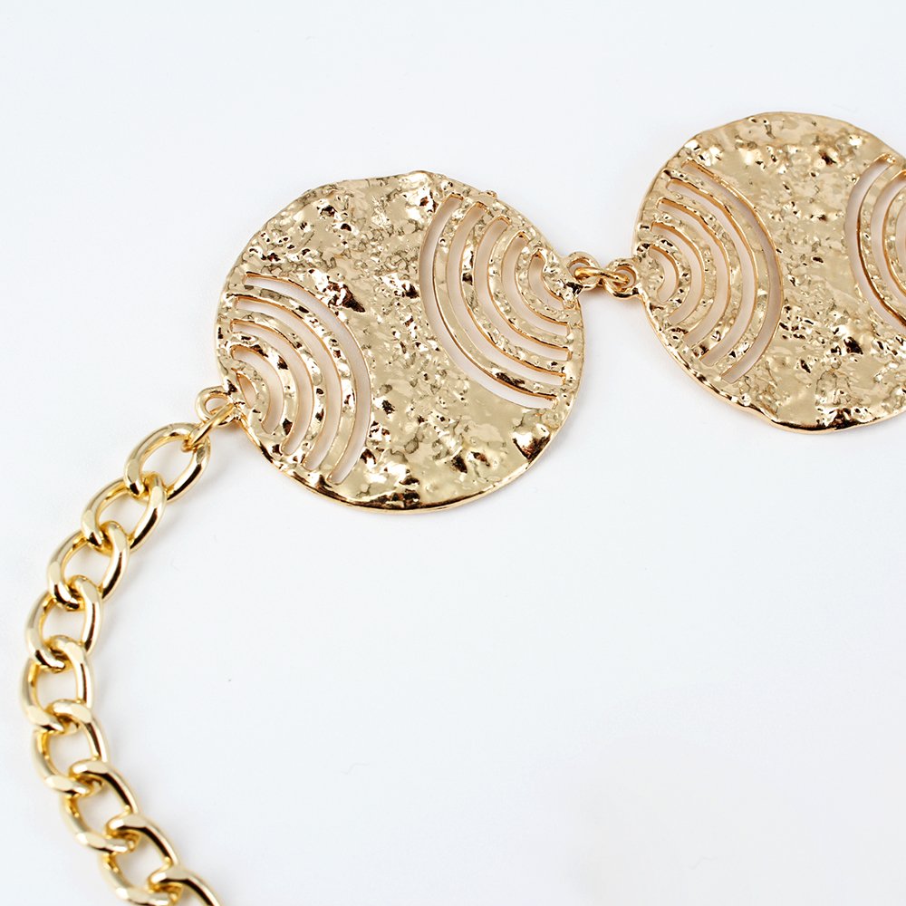 Customized elegant and vintage simple high quality single-layer gold retro geometric metal chain belt