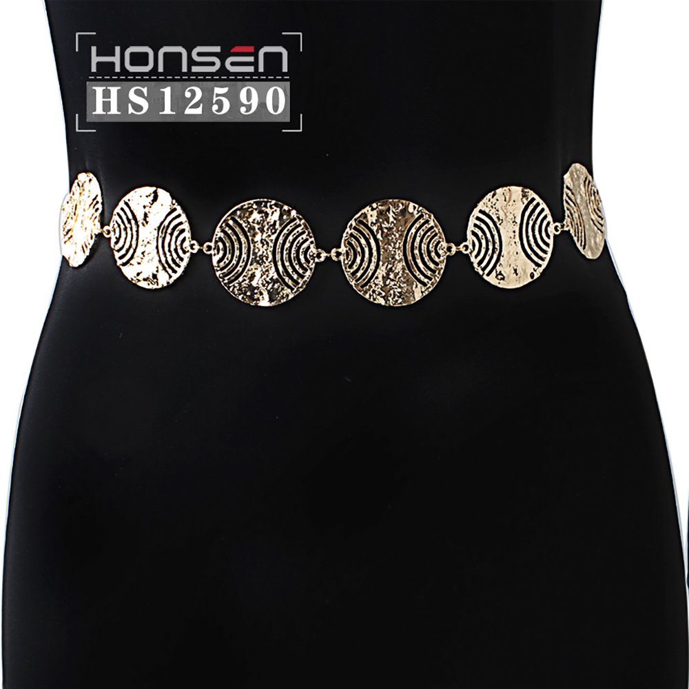 Customized elegant and vintage simple high quality single-layer gold retro geometric metal chain belt