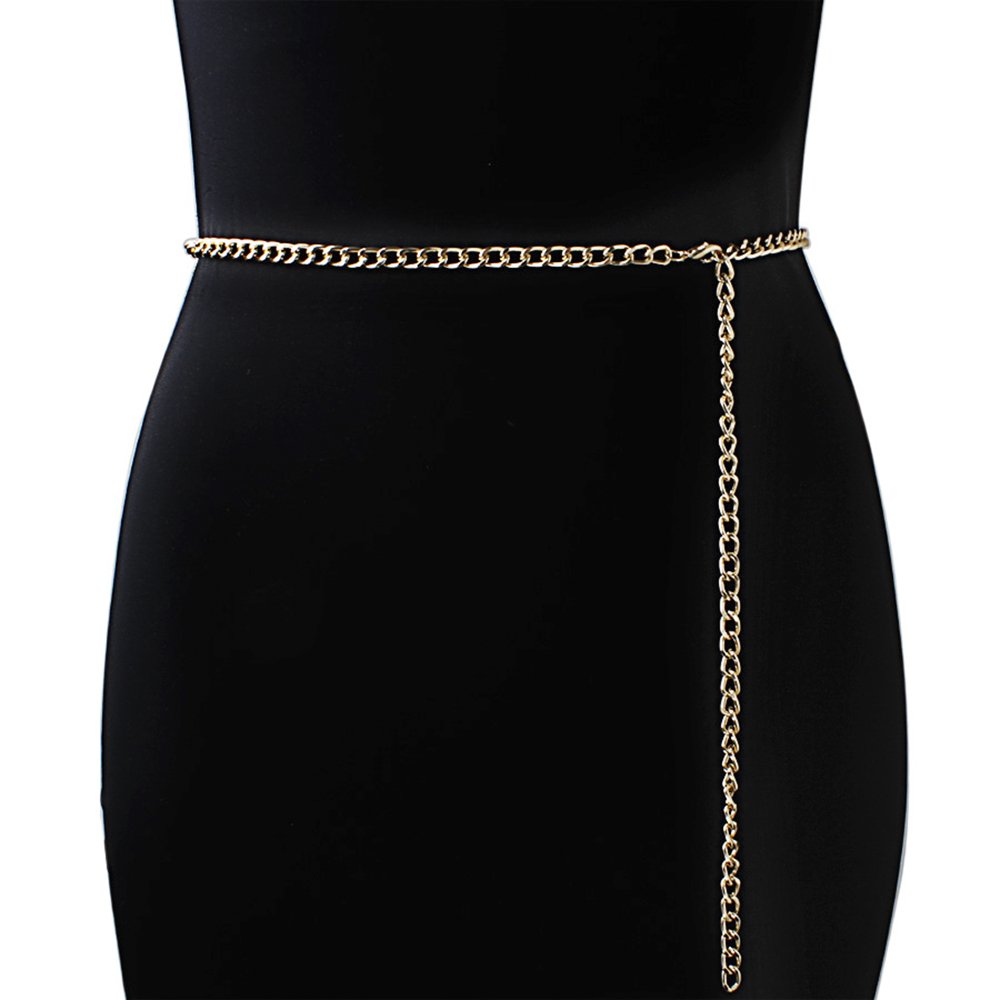 Customized elegant and vintage simple high quality single-layer gold retro geometric metal chain belt