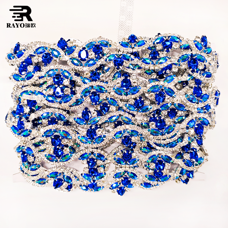 Handmade 3D Sew-On Crystal Glass Chain Loose Rhinestones Motif Style Glitter Trim Evening Wedding Dresses Wholesale Accessories