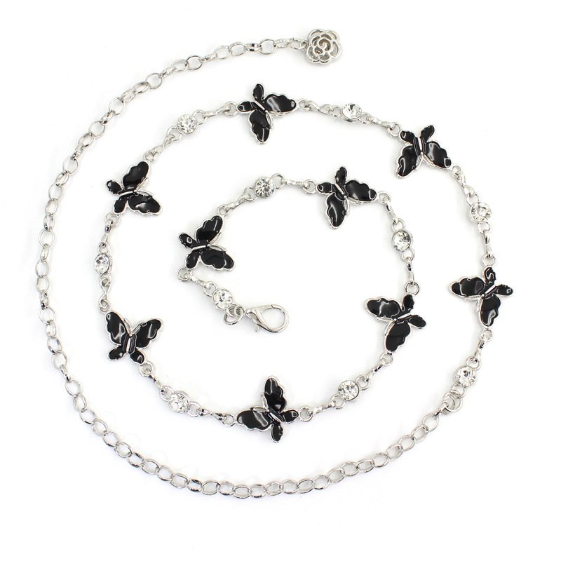Waist Chain Female Korean Version Drop Glue Drill Personality Hollow-out Rose Pendant With Dress Everythi