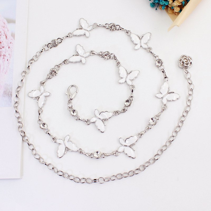 Waist Chain Female Korean Version Drop Glue Drill Personality Hollow-out Rose Pendant With Dress Everythi