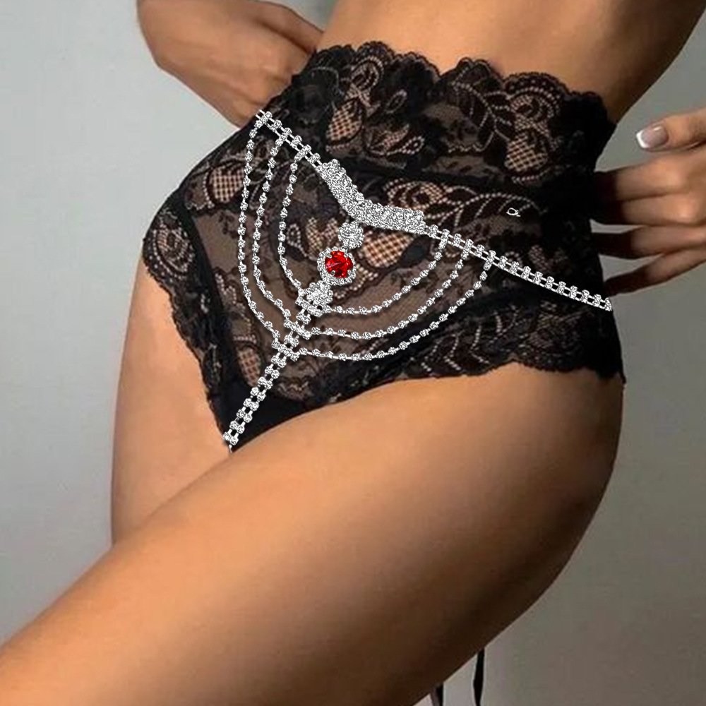 Dainty Fashion Sparkling Rhinestone T Shape Body Chain Body Accessories Glittering Crystal Diamond Belly Waist Chain
