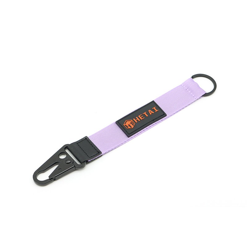 Rubber Silicone Label Metal Eagle Mouth Carabiner Nylon Wristlet Lanyard Holder Key chain