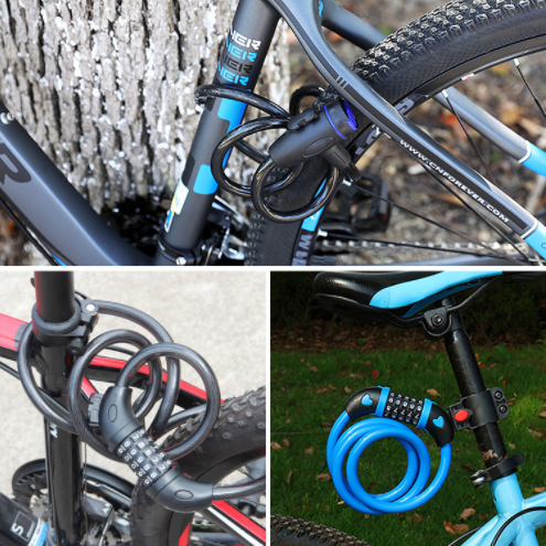 PC3121 Popular Wholesale Wheel Up Steel Cable Mountain Bicycle Portable Security Password Cycling Lock Anti-theft Bicycle Lock