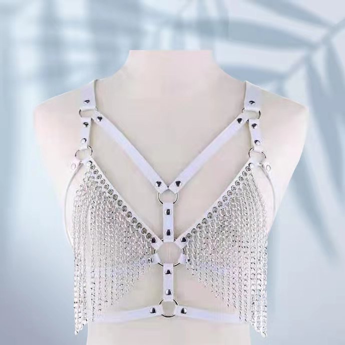 Wholesale Leather Hollow Bikini Bra Waist Belt Leather Chain Bind Belt Harness Body SM Bondage Sexy Women Lingerie