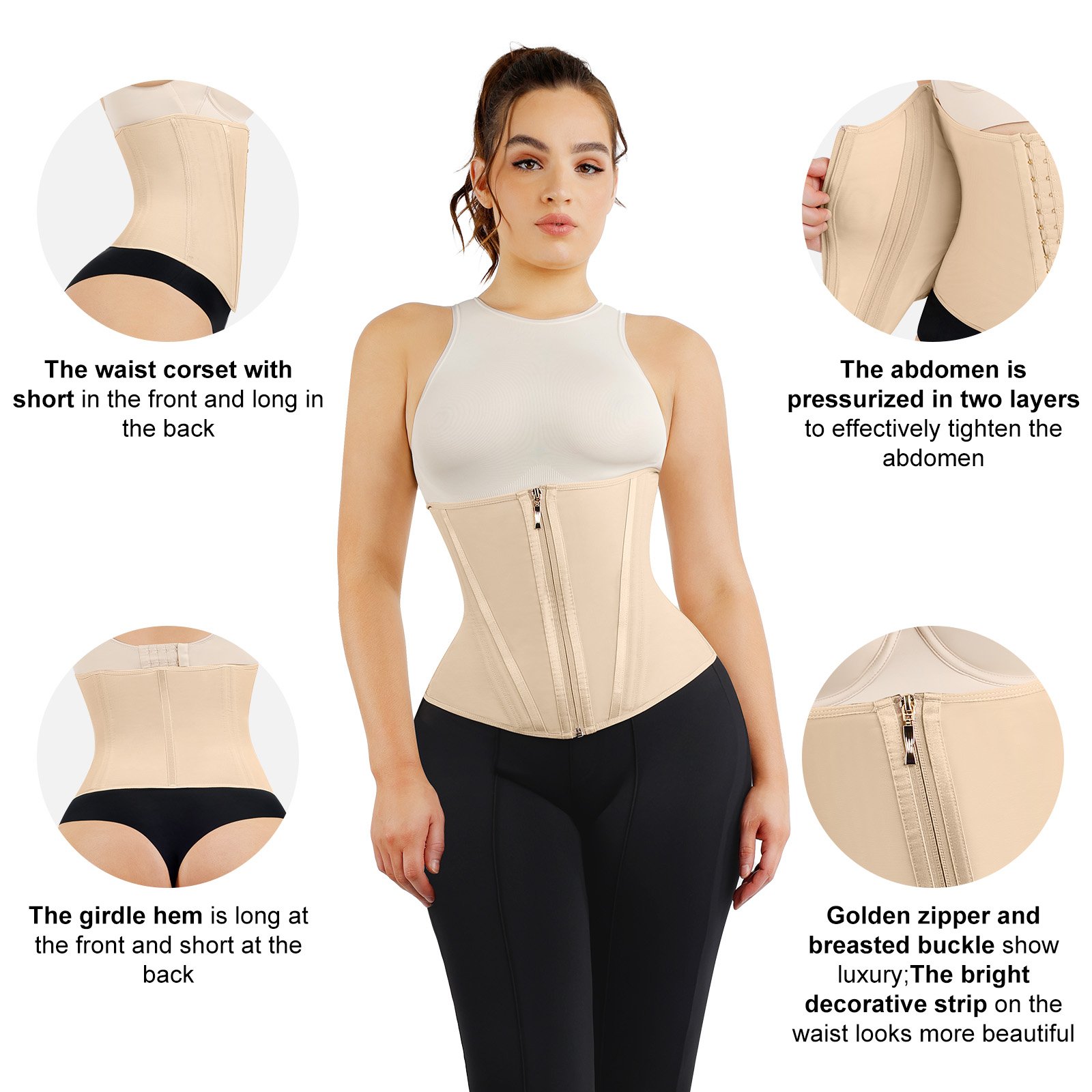 Wholesale High Compression 15 Built-in Steel Bone Tummy Control Waist Trainer shaper for women