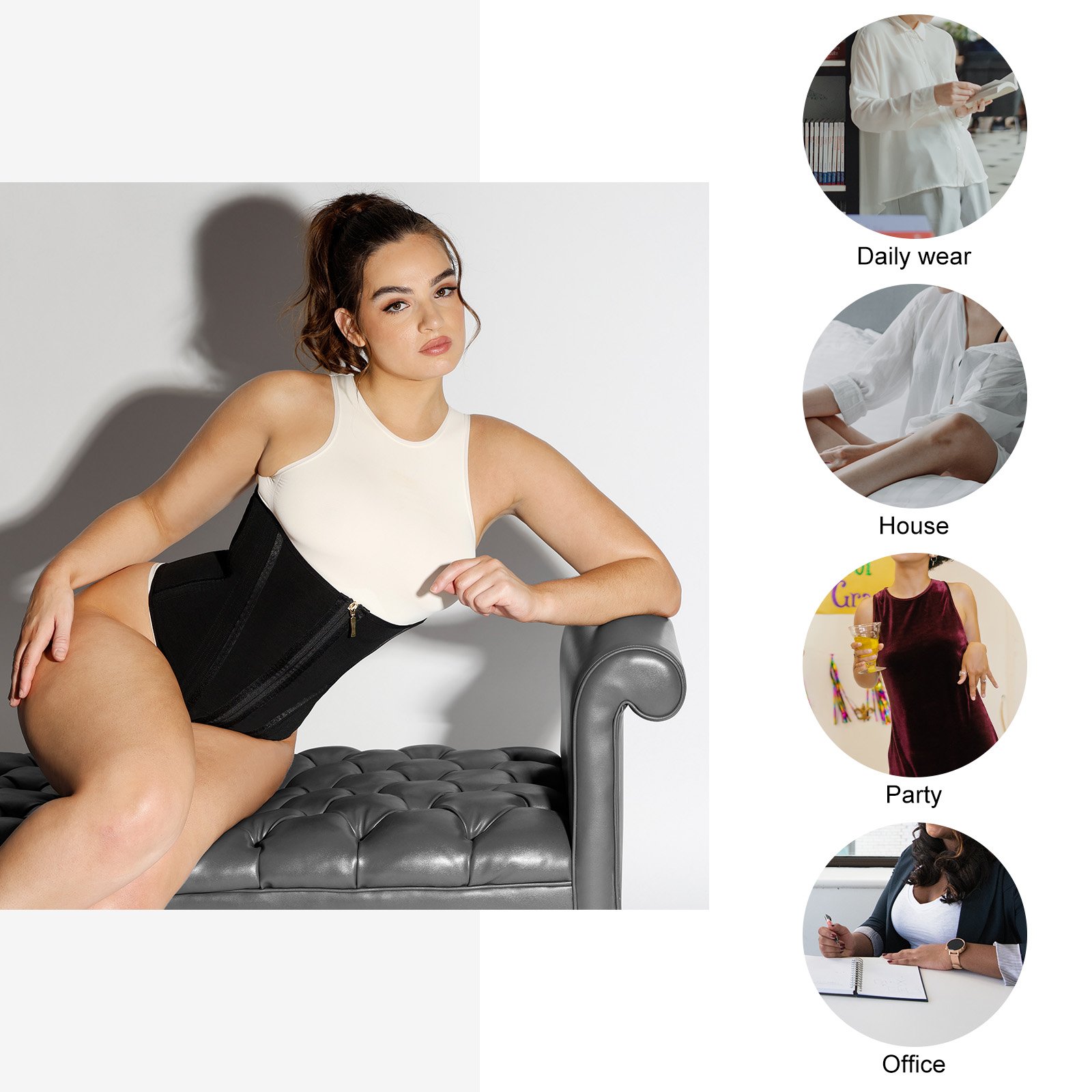 Wholesale High Compression 15 Built-in Steel Bone Tummy Control Waist Trainer shaper for women