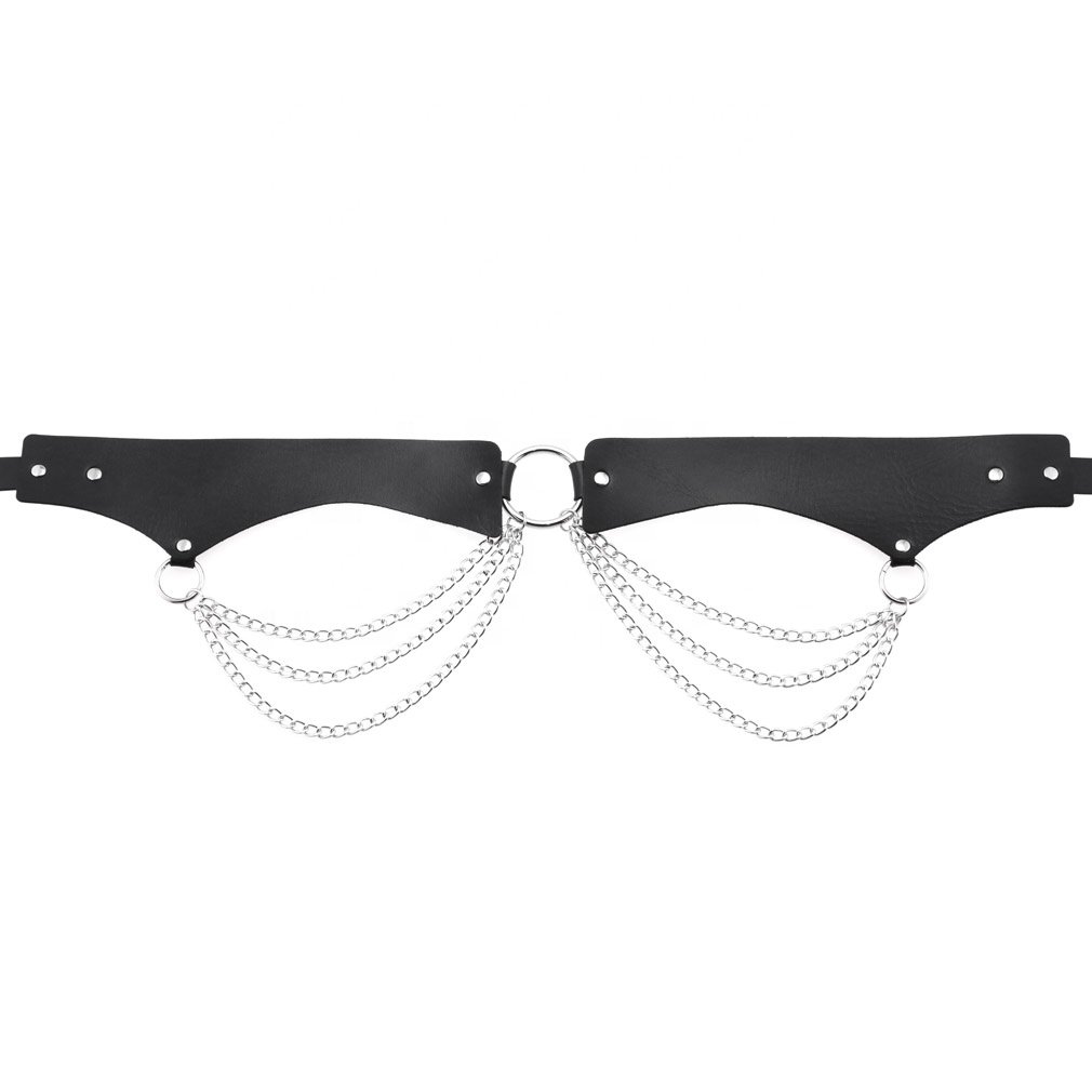 Rock Metal Chain Leather Skirt Belt O Ring Belt Personalized Punk Decorative Pants Belt