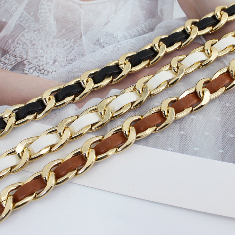 New Hot Sale Plus Size For Big Waist Fat Women Suede Metal Chain Woman Dress Decorate Flower Simple Waist Belts