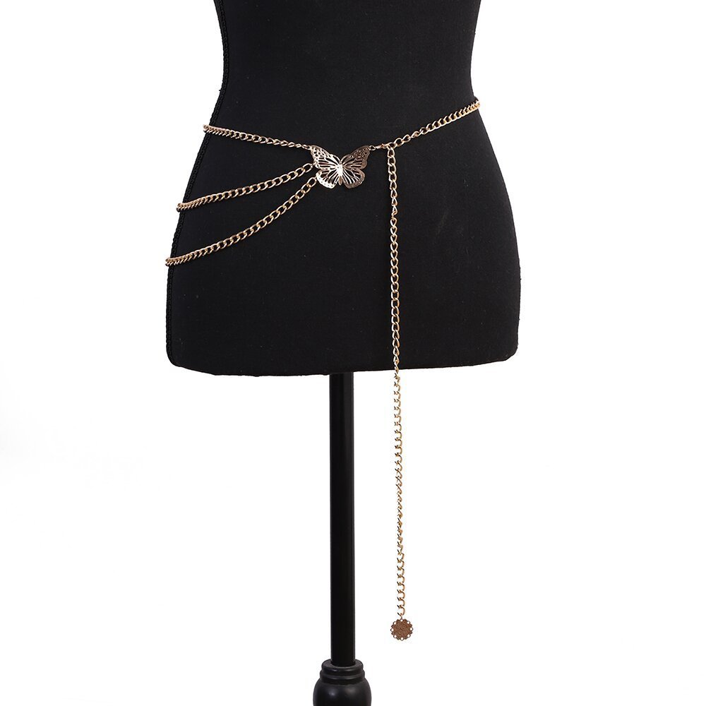 Fashion Butterfly Flower Tassel Waist Chain Vintage Women Waist Chain Belt