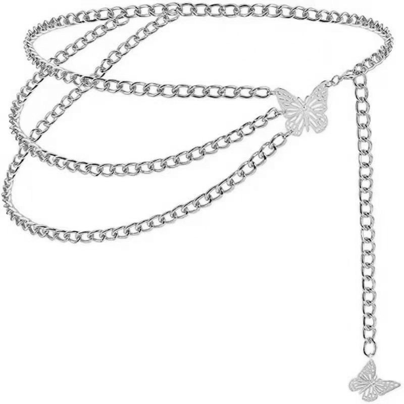 Fashion Butterfly Flower Tassel Waist Chain Vintage Women Waist Chain Belt