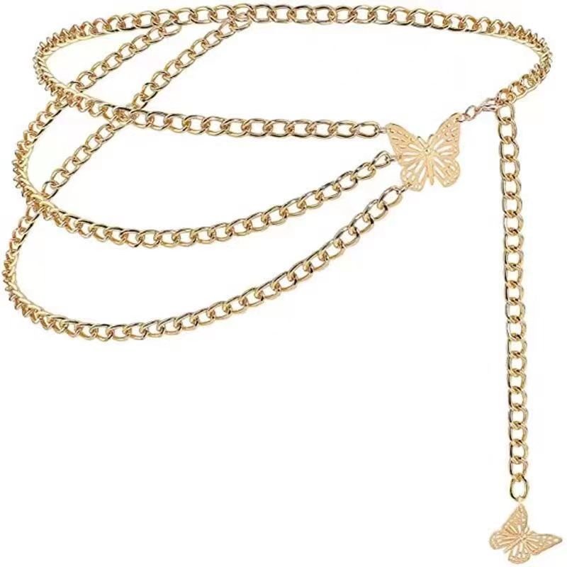 Fashion Butterfly Flower Tassel Waist Chain Vintage Women Waist Chain Belt