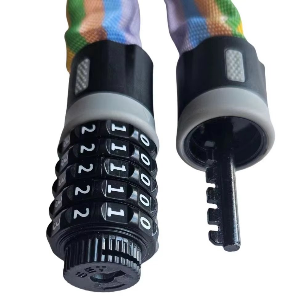 Factory price anti-theft riding accessory motorbike customized Bike lock 5-digit code chain lock good quality