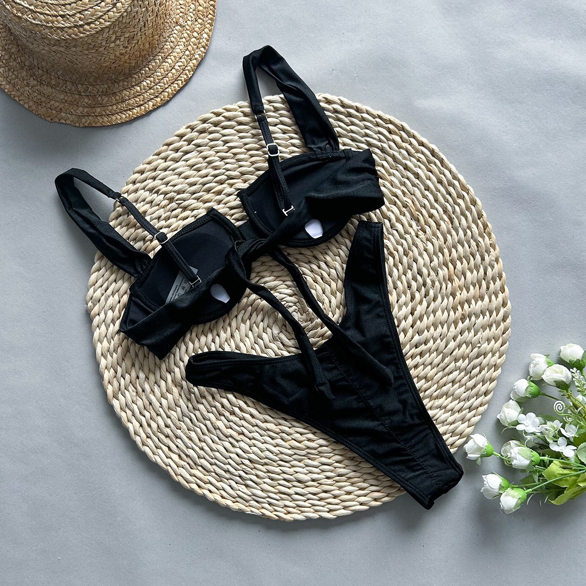 NEW STOCK Two Colors Designer Underwire Swimwear Women Scrunch Brazilian Bikini Set