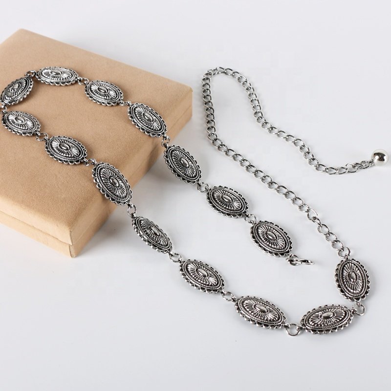 Fashion Western Concho belt top quality vintage metal ladies waist chain