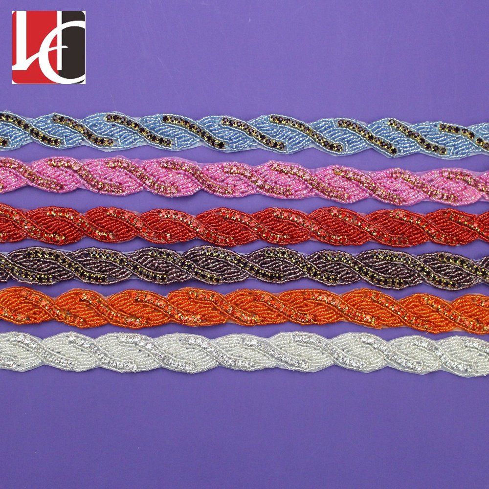 HC-2518 Hechun colorful crystal rhinestone chain trim by the yard for wedding belt