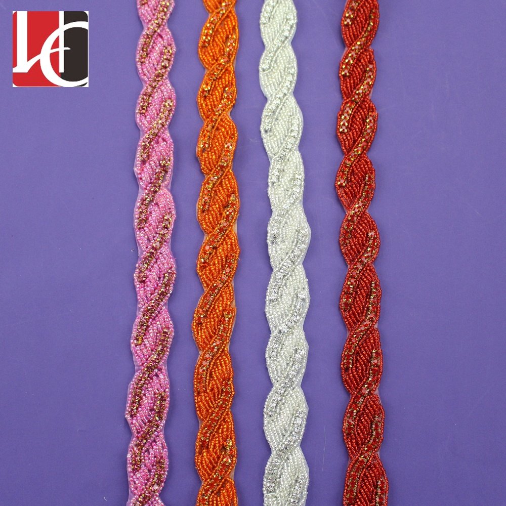 HC-2518 Hechun colorful crystal rhinestone chain trim by the yard for wedding belt