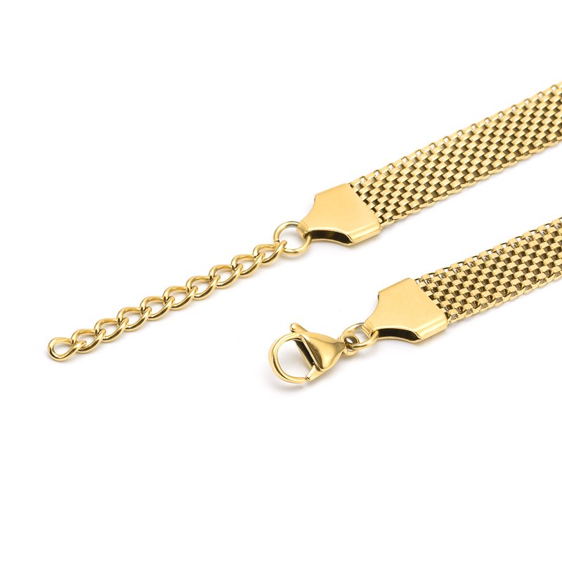 New Trendy Pop 18k Gold Plated Stainless Steel mesh Chain Jewelry Gold Mesh Choker Necklace