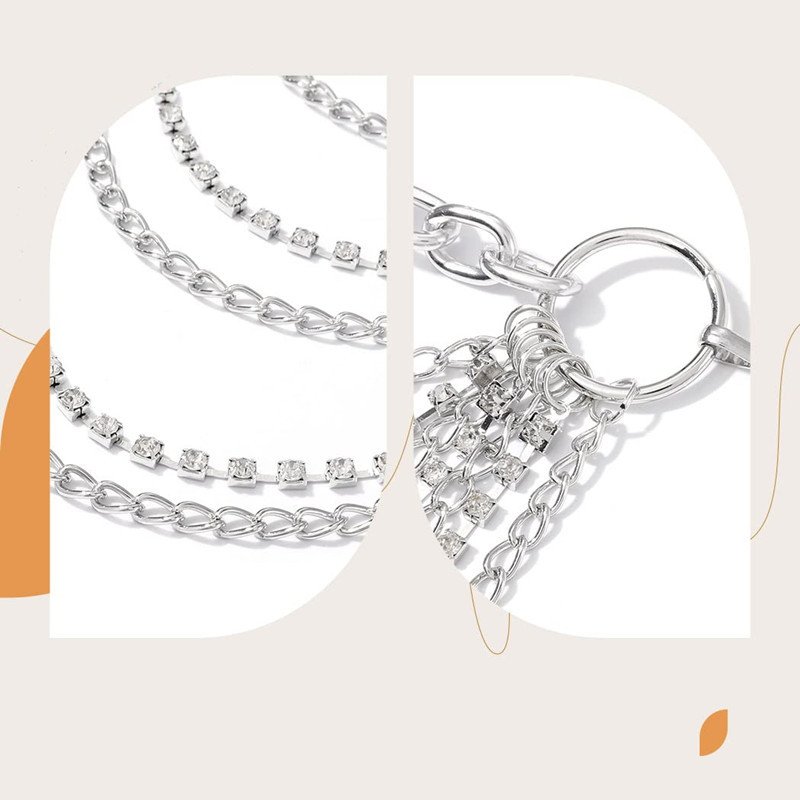 Multi-layer waist chain female rhinestone tassel belt sexy bikini stainless steel belly waist chain for women