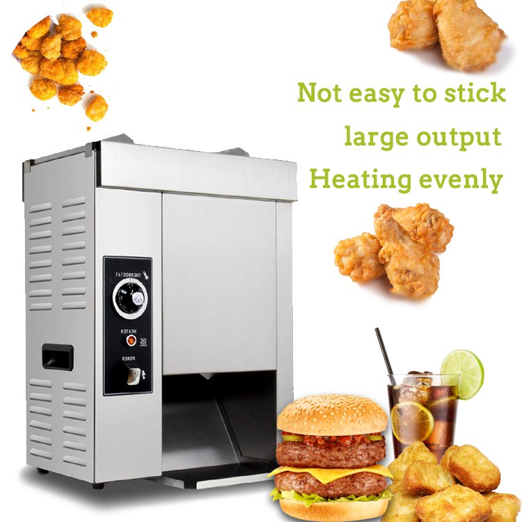Multi functional Conveyor chain toaster Hamburger Bun Toaster Machine Vertical Contact Conveyor Toaster for hamburger shop