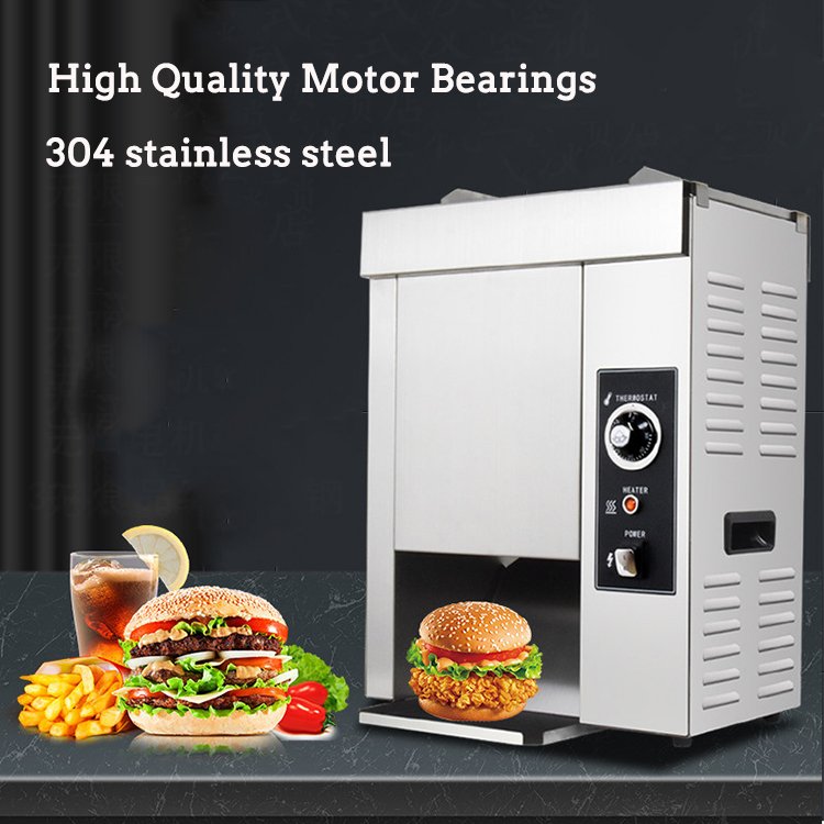 Multi functional Conveyor chain toaster Hamburger Bun Toaster Machine Vertical Contact Conveyor Toaster for hamburger shop