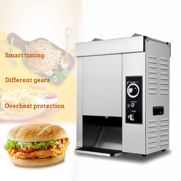 Multi functional Conveyor chain toaster Hamburger Bun Toaster Machine Vertical Contact Conveyor Toaster for hamburger shop