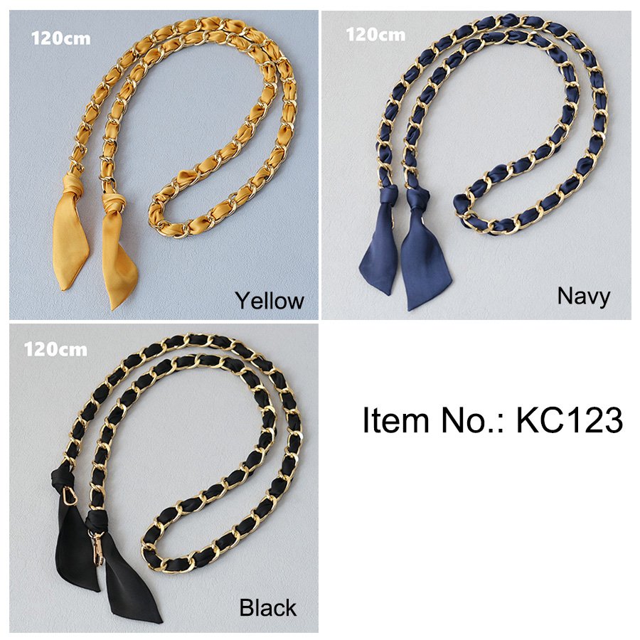 Wholesales Bag Metal Chain Strap with Solid Scarves Fashion Accessories Crossbody Phone Case Strap Belt Bag Shoulder Straps