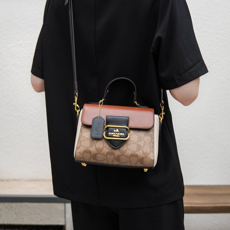 2023 Ins High Quality PU Crossbody Tote Bag Vintage Print Large Capacity Zipper Delicate Logo Letter Bow Decorations-Hot Sale