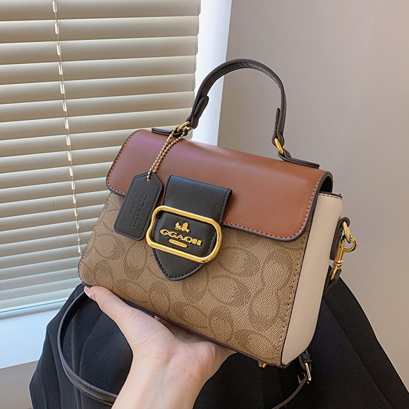 2023 Ins High Quality PU Crossbody Tote Bag Vintage Print Large Capacity Zipper Delicate Logo Letter Bow Decorations-Hot Sale